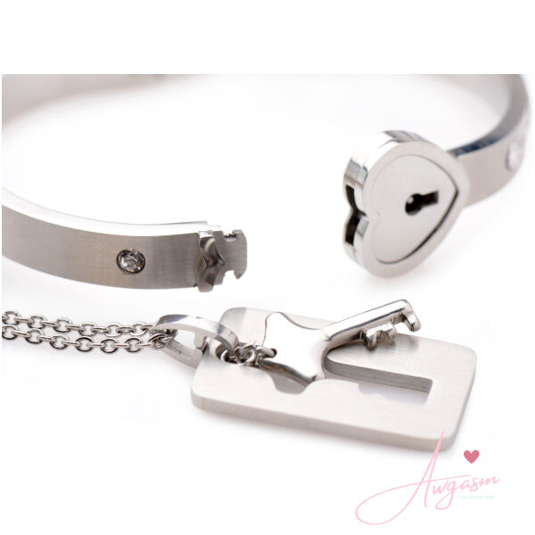 Cuffed Locking Bracelet and Key Necklace - Image 4