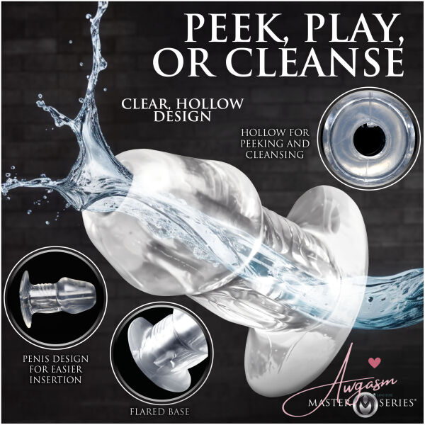 Dicked Clear Hollow Anal Plug 3pc Set - Image 3