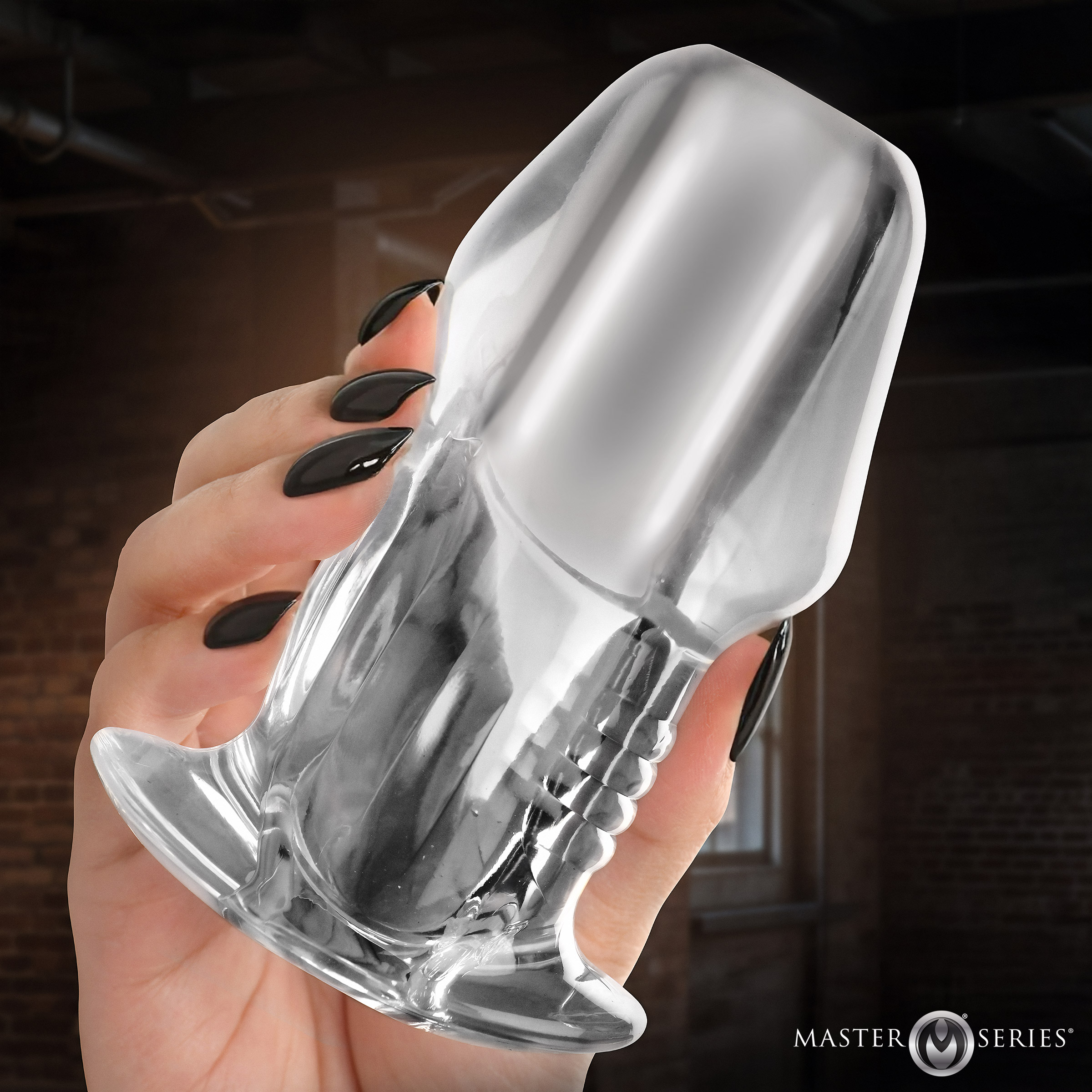 Dicked Clear Hollow Anal Plug - Large