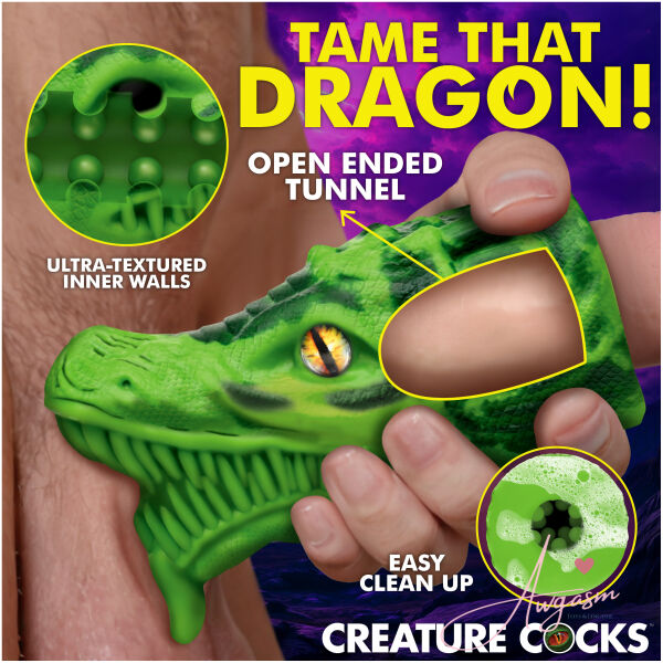 Dragon Tamer Silicone Stroker - Green - Image 2