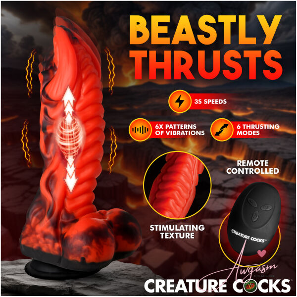 Dragon Thrust Thrusting & Vibrating Silicone Dildo - Image 2