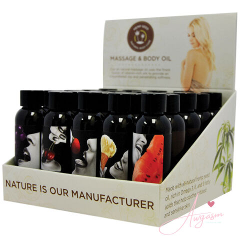 Earthly Body Edible Massage Oil 2oz Display of 25