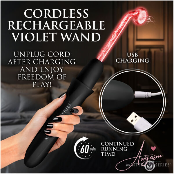 Elektrawand Rechargeable Violet Wand with Attachments - Black - Image 3