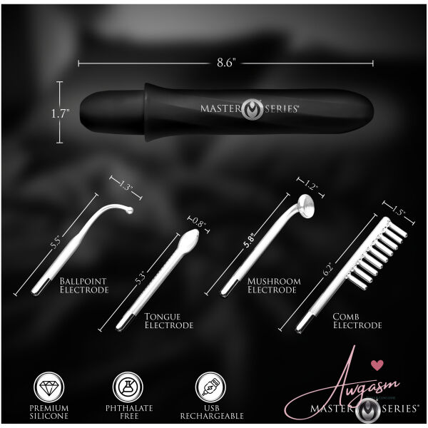 Elektrawand Rechargeable Violet Wand with Attachments - Black - Image 5