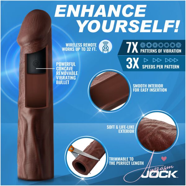 Enhancers Vibrating Penis Extension w/ Remote - Dark - Image 2