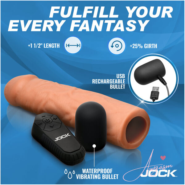 Enhancers Vibrating Penis Extension w/ Remote - Light - Image 3