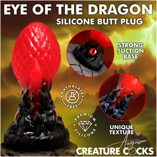 Eye of the Dragon Silicone Butt Plug - Red - Image 2