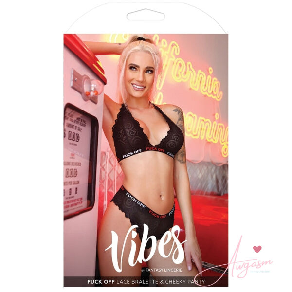 Fantasy Lingerie Fuck Off Bralette & Cheeky Panty-Black M/L-Boxed - Image 4