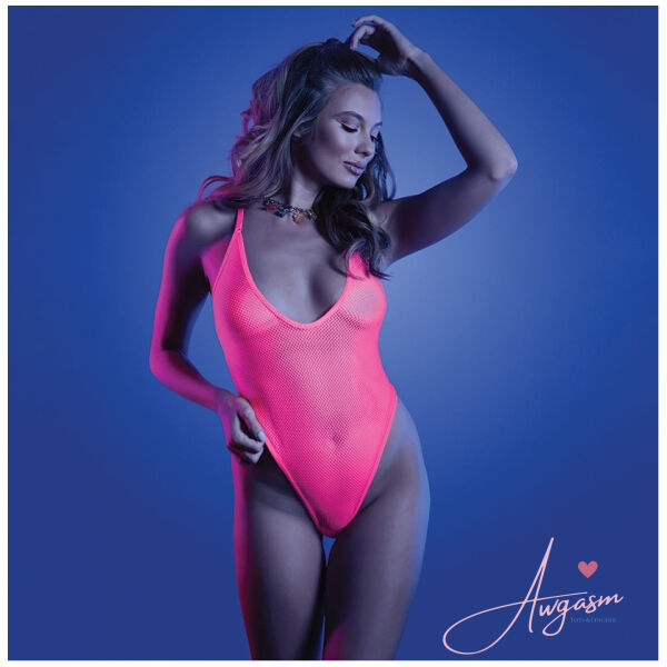 Fantasy Lingerie Glow Electric Haze Teddy-Neon Pink L/XL-Boxed - Image 2