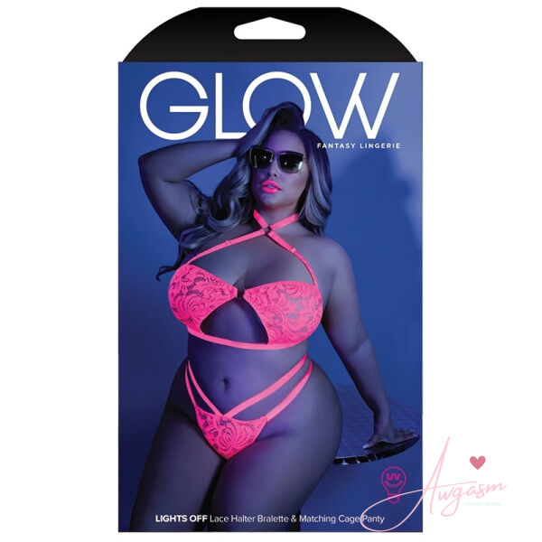Fantasy Lingerie Glow Lights Off Bralette & Panty-Neon Pink Queen-Boxed - Image 4
