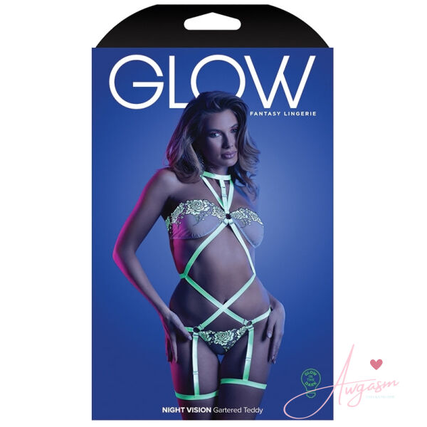 Fantasy Lingerie Glow Night Vision Strappy Teddy-Neon Green L/XL-Boxed - Image 4