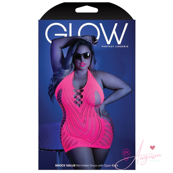 Fantasy Lingerie Glow Shock Value Halter Dress-Neon Pink Queen-Boxed - Image 4