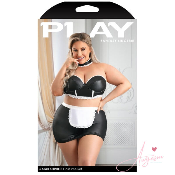 Fantasy Lingerie Play 5 Star Service Maid -Black 3x/4x - Image 4