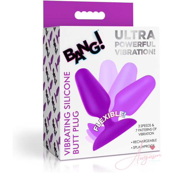 Flexible Vibrating Silicone Butt Plug - Purple - Image 6