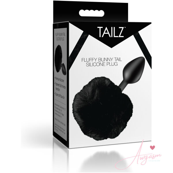 Fluffy Bunny Tail Silicone Plug - Black - Image 6