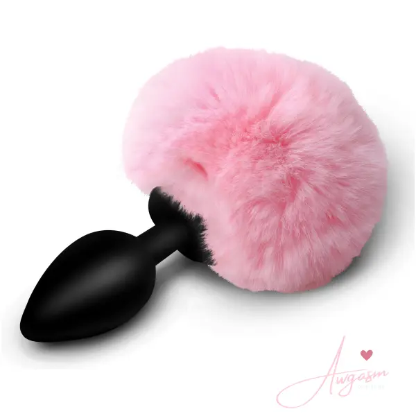 Fluffy Bunny Tail Silicone Plug - Pink - Image 5