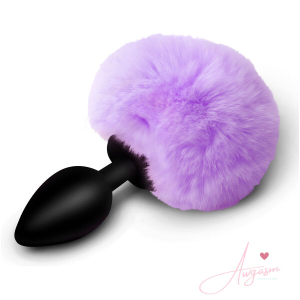 Fluffy Bunny Tail Silicone Plug - Purple - Image 5