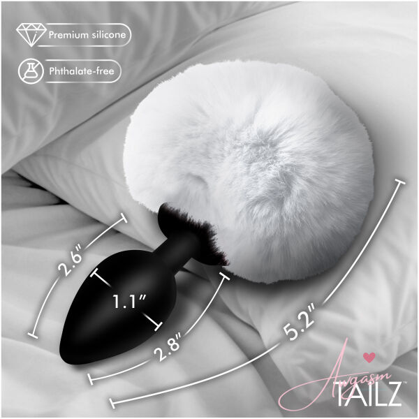Fluffy Bunny Tail Silicone Plug - White - Image 3