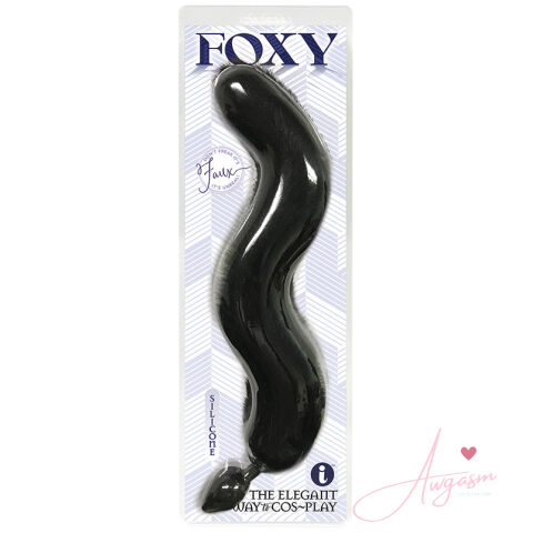 Foxy Silicone Tail Butt Plug-Black