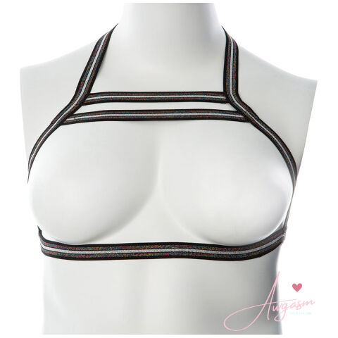 Gender Fluid Silver Lining Harness-Rainbow Glitter S-L-Boxed