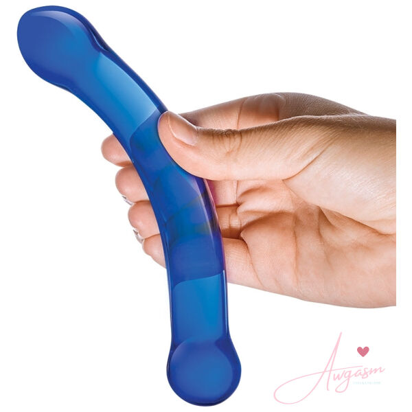 Glas 6" Curved G-spot Dildo-Blue - Image 3
