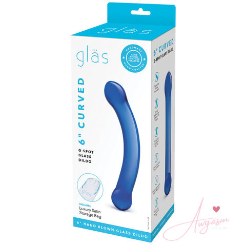 Glas 6" Curved G-spot Dildo-Blue