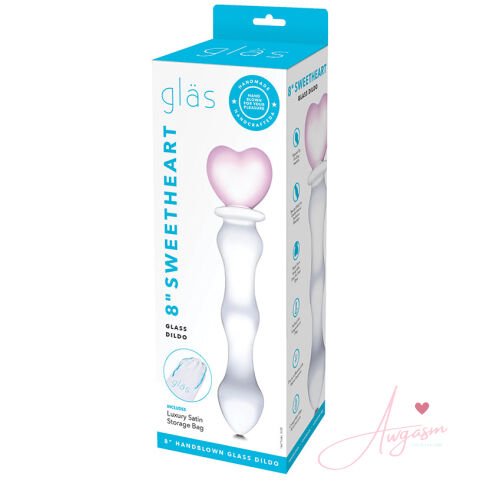 Glas 8" Sweetheart Glass Dildo-Pink /Clear