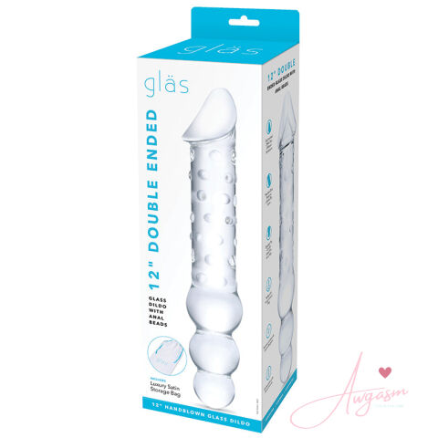 Glas Double Ended Glass Dildo with Anal Beads 12