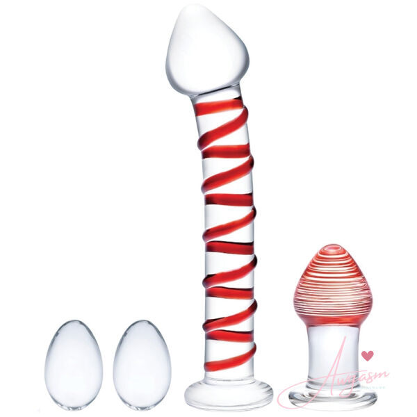 Glass 4pc Mr Swirly Set with Glass Kegal Balls & Butt Plug 3.25 - Image 2