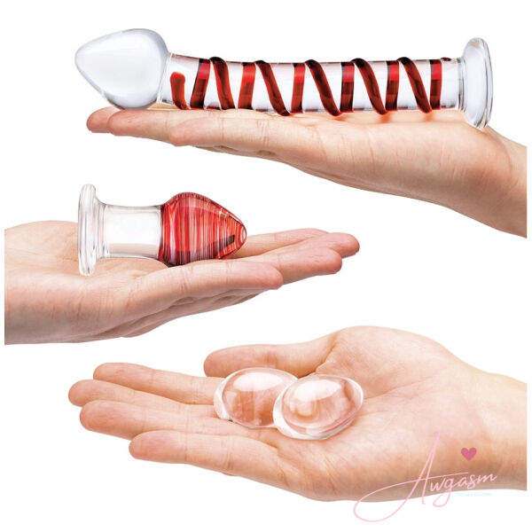 Glass 4pc Mr Swirly Set with Glass Kegal Balls & Butt Plug 3.25 - Image 3
