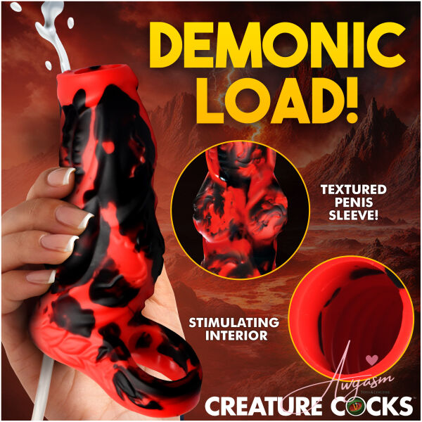 Hell Hound Squirting Silicone Penis Enhancer - Red - Image 2