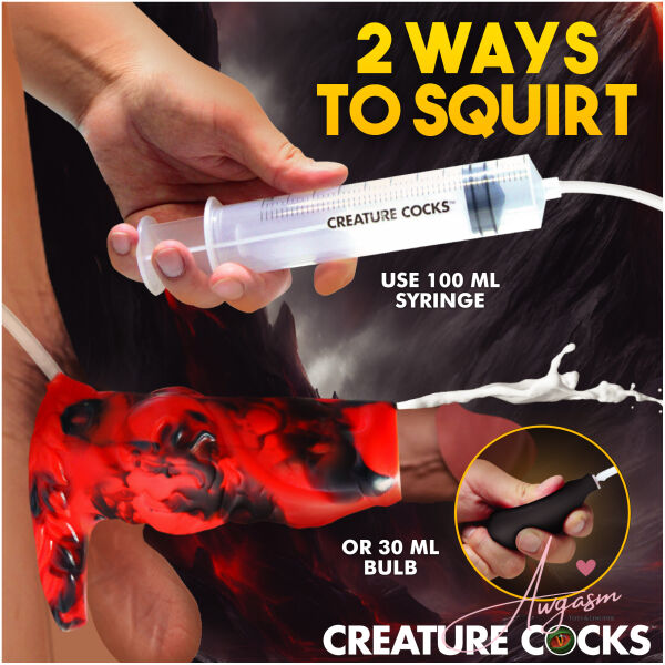 Hell Hound Squirting Silicone Penis Enhancer - Red - Image 3