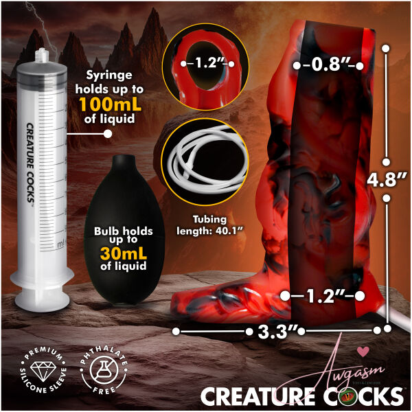 Hell Hound Squirting Silicone Penis Enhancer - Red - Image 4