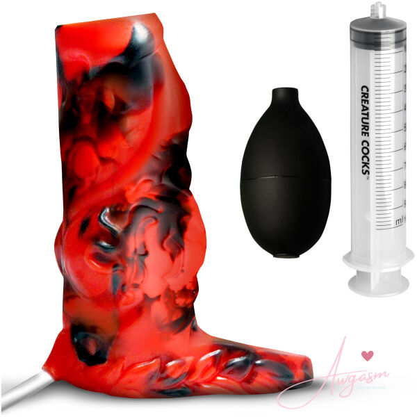 Hell Hound Squirting Silicone Penis Enhancer - Red - Image 6