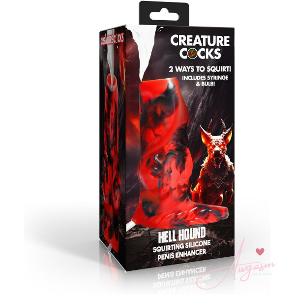 Hell Hound Squirting Silicone Penis Enhancer - Red - Image 7