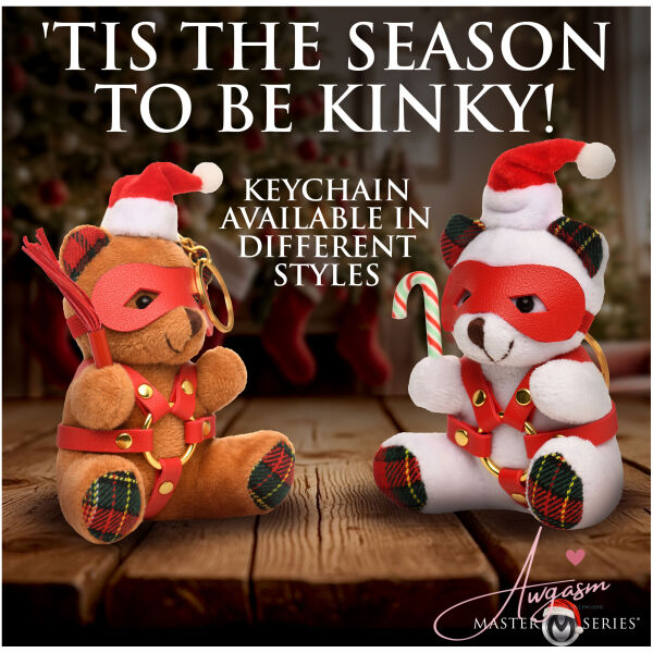 Holiday Bondage Bear Keychain - White - Image 5