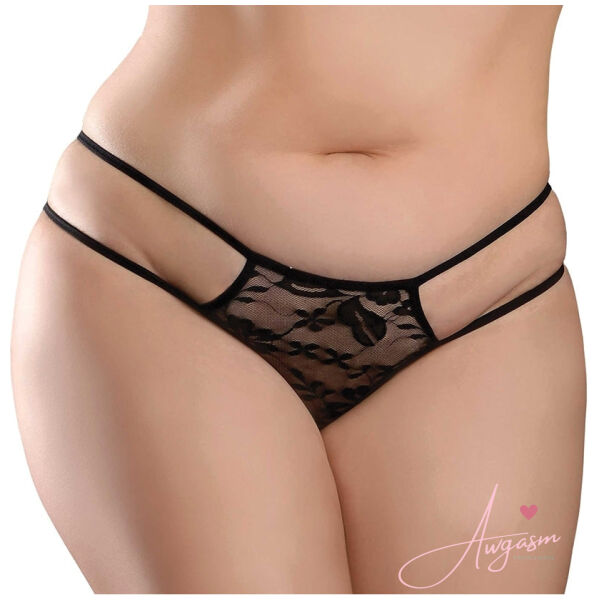 Hookup Panties Crotchless Pleasure Pearls-Black XL-XXL - Image 2