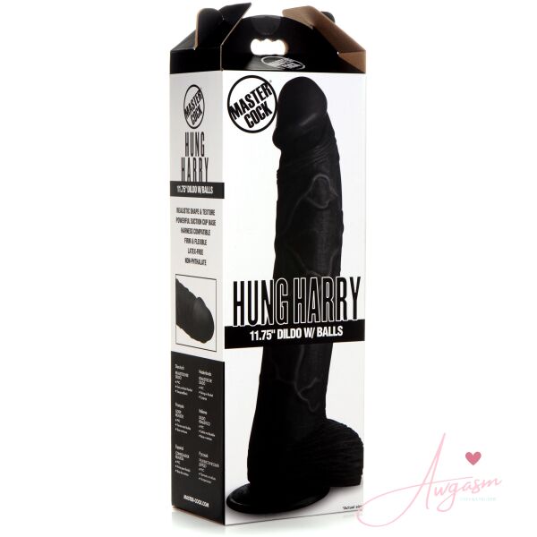 Hung Harry 11.75 Inch Dildo with Balls - Black - Image 6