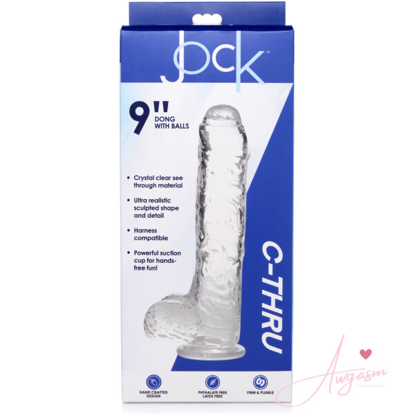 Jock C-Thru Dildo with Balls - 9 Inch - Image 3