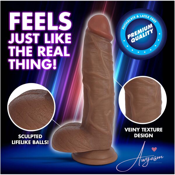 Jock Dark Bareskin Dildo with Balls - 10 Inch - Image 3