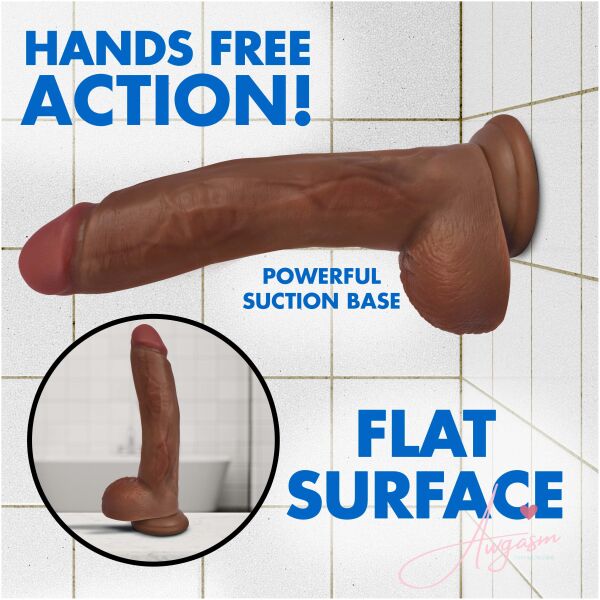 Jock Dark Bareskin Dildo with Balls - 9 Inch - Image 4