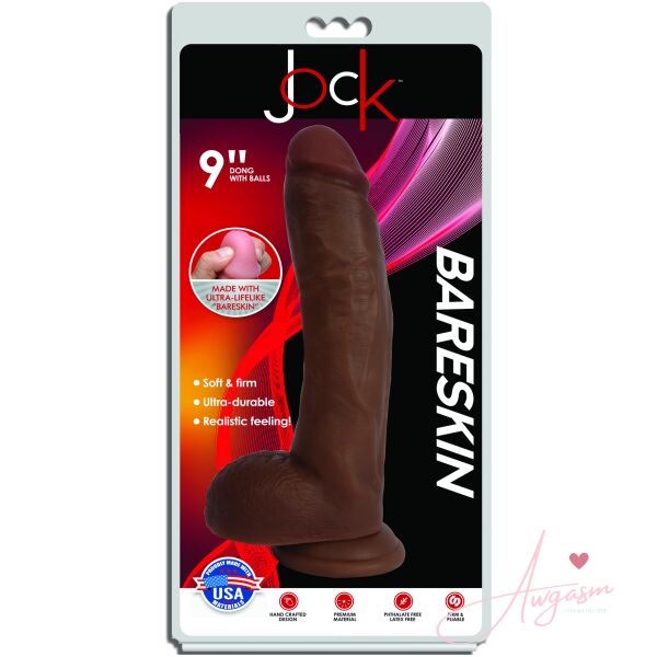 Jock Dark Bareskin Dildo with Balls - 9 Inch - Image 8