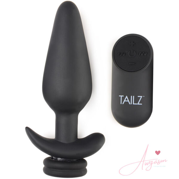Large Vibrating Anal Plug with Interchangeable Fox Tail - Rainbow - Image 4