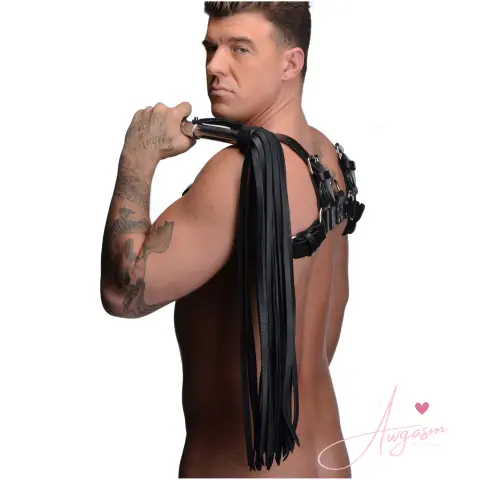 Leather Flogger with Stainless Steel Handle