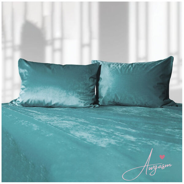Liberator Fascinator Liquid Velvet Sheets-Q Cyan - Image 2