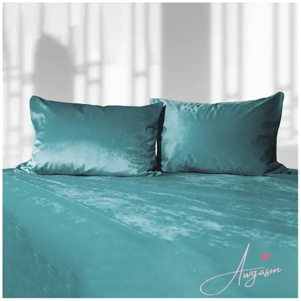 Liberator Fascinator Liquid Velvet Sheets-Q Cyan - Image 2