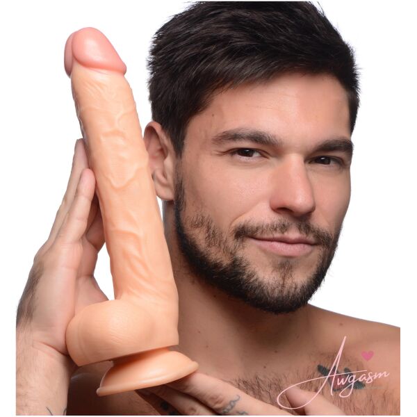 Long Logan 10 Inch Dildo with Balls - Light - Image 2