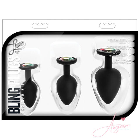 Luxe Bling Plugs Training Kit-Black With Rainbow Gems