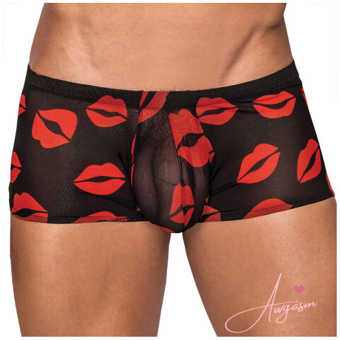 Male Power Kiss Me Mini Shorts-Black Medium-Boxed