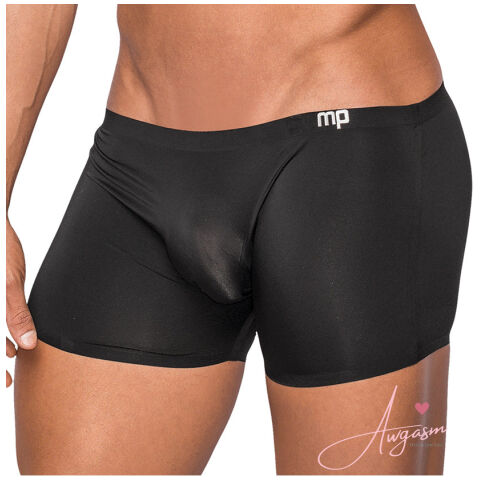 Male Power Seamless Sleek Short w/ Sheer Pouch-Black Medium-Boxed